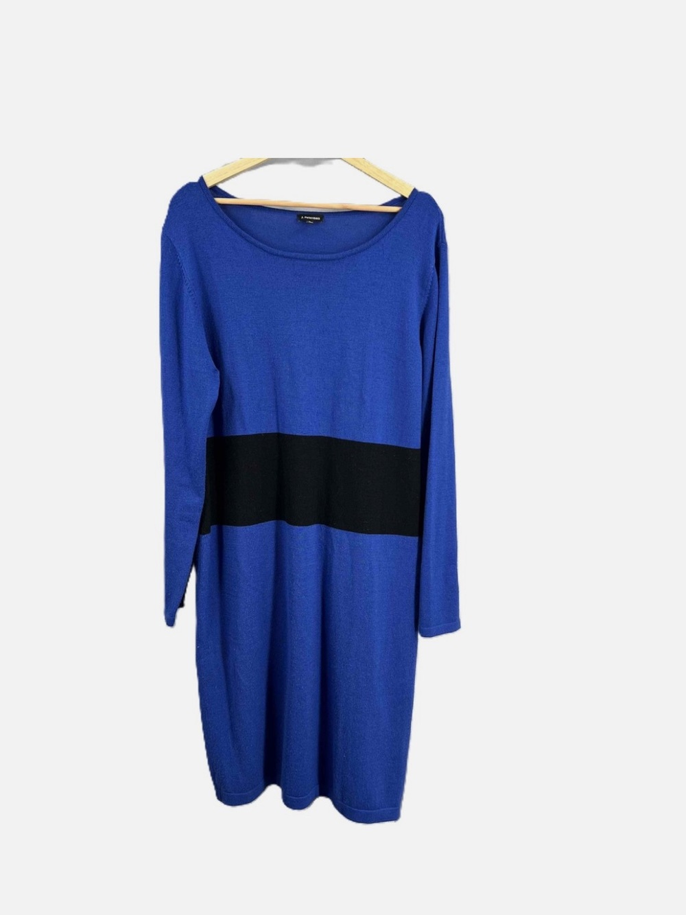 J. Peterman Royal Blue Long Sleeve Knit Dress with Black Waistband